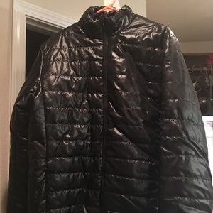West loop Black wet look puff jacket